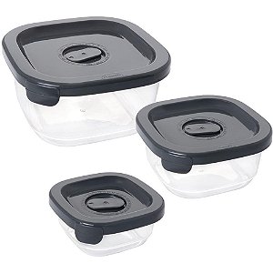 Pote plastico conj. 3 potes encaixaveis c/va - plasutil (kit)