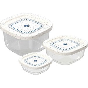 Pote plastico conj. 3potes encaixaveis c/val - plasutil (kit)