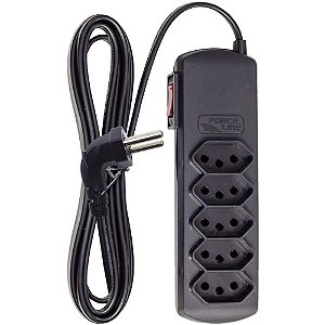 Filtro de linha 5 tomadas slim plug 90° biv. p - force line (unidade)
