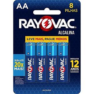 Pilha alcalina pequena aa leve+ pague- - rayovac (bl.c/08)