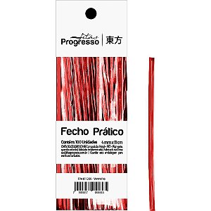 Fecho metalico vermelho 4mmx11cm. - fitas progresso (pct.c/100)
