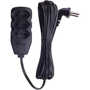 Extensao eletrica tripolar 3 tomadas plug 90° 3m - force line (unidade)