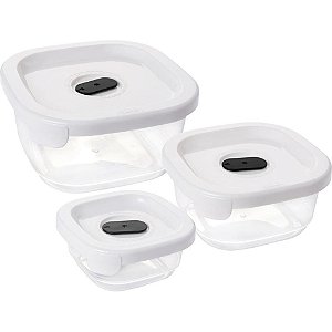 Pote plastico conj. 3 potes encaixaveis c/va - plasutil (kit)