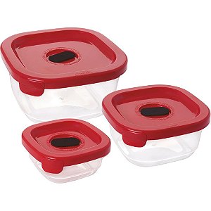 Pote plastico conj. 3 potes encaixaveis c/va - plasutil (kit)