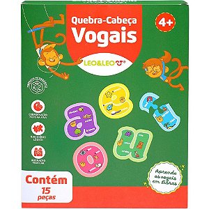 Brinquedo pedagogico vogais 15 pecas - leonora (unidade)