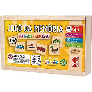 Jogo da memoria em madeira alfabetizacao 40 pecas - coluna (unidade)