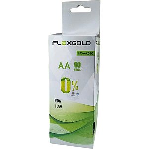 Pilha zinco pequena aa 1,5v tubo c/40pilha - flex (caixa)