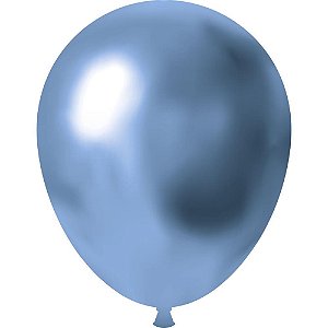 Balao 9 liso cromado azul metalico - festcolor (pct.c/25)