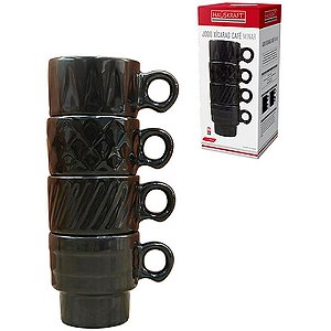 Xicara cafe minar 90ml preta 4 pecas - western (jogo)