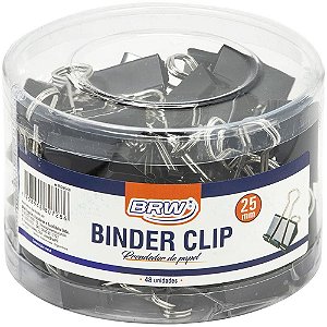 Prendedor de papel binder 25mm preto - brw (pote-48)