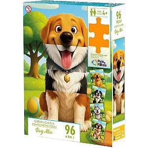 Quebra-cabeca cartonado dog mix 96 pecas - pais e filhos (unidade)