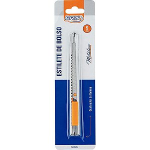 Estilete estreito 9mm metalico com clip - brw (blister)