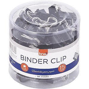 Prendedor de papel binder 15mm preto - brw (pote-60)
