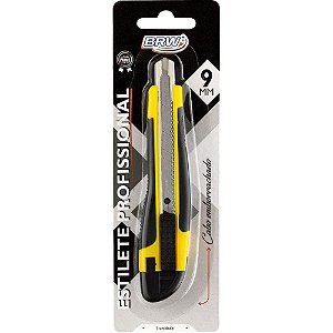 Estilete estreito 9mm profissional cabo emborrac - brw (blister)