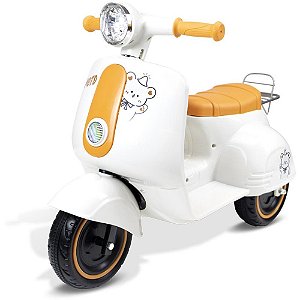 Veiculo eletrico avespa 6v c/som 30kg branco - maral (unidade)