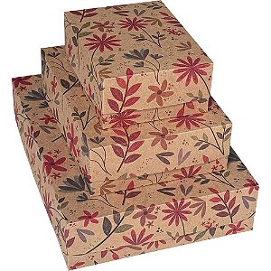 Caixa para presente com tampa kraft gd 25,5x35x7,5 decor.(sortido) - cristina (pct.c/10)