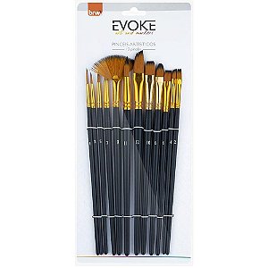Pincel artesanal artistico com 12 unidades - brw (blister)