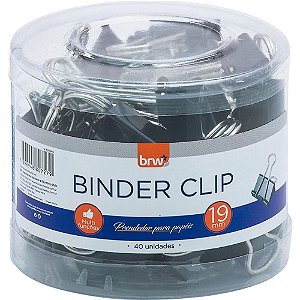 Prendedor de papel binder 19mm preto - brw (pote-40)
