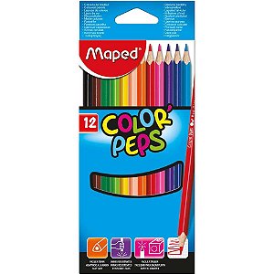Lapis de cor triangular color peps classico 12cores - maped (pct.c/06)