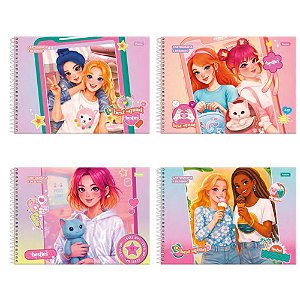 Caderno desenho univ capa dura besties 80fls. - foroni (pct.c/05)
