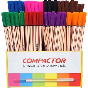 Caneta com ponta porosa microline 0,4mm cores (sortido) - compactor (dp.c/192)