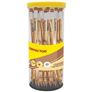 Lapis preto sextavado capivara 2b c/borracha - compactor (pote-30)