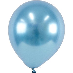 Balao 9 liso cromado azul claro metalico - festcolor (pct.c/25)
