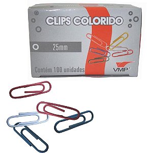 Clipe colorido 25mm n2 (sortido) 100unidades - v.m.p. (cx.c/10)