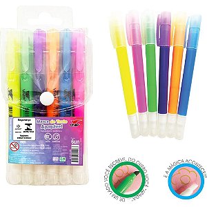 Caneta marca texto apagavel 6 cores - v.m.p. (blister)