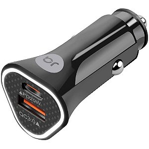 Carregador veicular 2 entrada usb-qc/c 38w - bright (unidade)