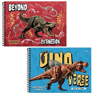 Caderno desenho univ capa dura dinoverse 80fls. - foroni (pct.c/05)