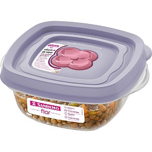 Pote plastico quadrado flor 280ml - sanremo (unidade)
