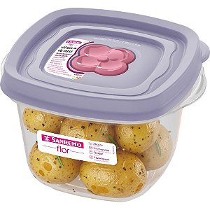 Pote plastico quadrado flor 450ml - sanremo (unidade)