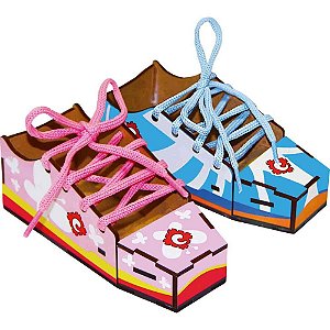 Brinquedo pedagogico madeira alinhavos tenis 2pcs - carlu (unidade)