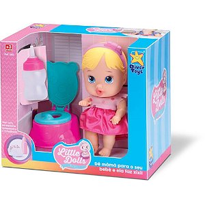 Boneca com mecanismo little dolls faz xixi 19cm - divertoys (unidade)