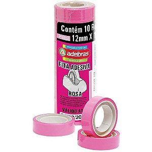 Fita adesiva polisil 12mmx10m.rosa - adelbras (pct.c/10)