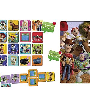 Quebra-cabeca cartonado toy story 5 3em1 domin/jg memo - toyster (unidade)
