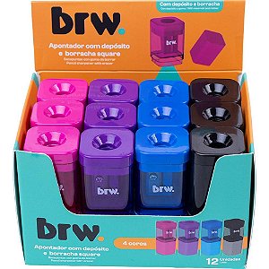 Apontador com deposito square com borracha - brw (dp.c/12)