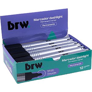Pincel marcador permanente dashilight preto - brw (cx.c/12)