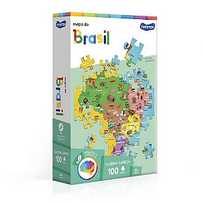 Quebra-cabeca cartonado mapa do brasil 100 pecas - toyster (unidade)