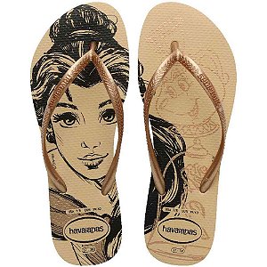 Chinelo havaianas feminino slim disney 39/0 dourado/rose - havaianas (par)