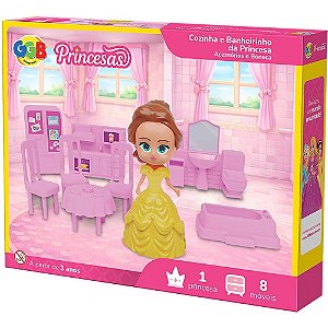Casinha de boneca cozinha e banheiro da princesa - ggb plast (unidade)