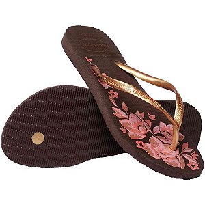 Chinelo havaianas feminino slim organic 35/6 cafe - havaianas (par)