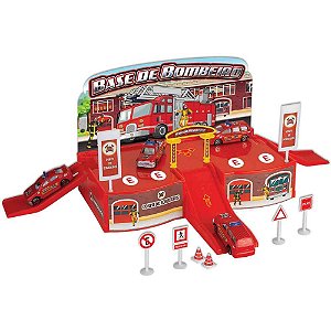 Pista base de bomberos c/carrinho - braskit (unidade)