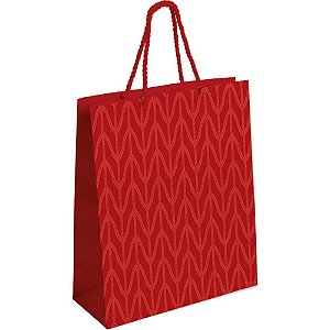 Sacola para presente decorada vermelho c/relevo m 31x26x10cm - packpel (pct.c/10)
