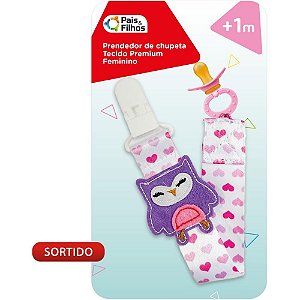 Produto para bebe prendedor de chupeta femin.(sortido) - pais e filhos (unidade)