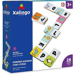 Domino animais c/letras em madeira 28 - xalingo (unidade)