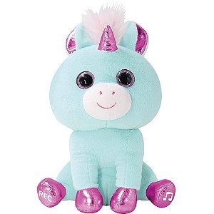 Pelucia com mecanismo fofush falante unicornio 30cm - cardoso toys (unidade)