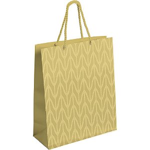 Sacola para presente decorada ouro c/relevo m 31x26x10cm - packpel (pct.c/10)