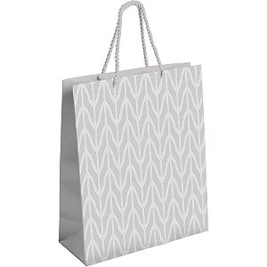 Sacola para presente decorada prata c/relevo g 38x34x15cm - packpel (pct.c/10)